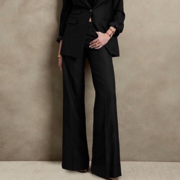 NWT Banana Republic‎ Lido Wide-Leg Italian Wool Pant Black 20 Short Career Wear
